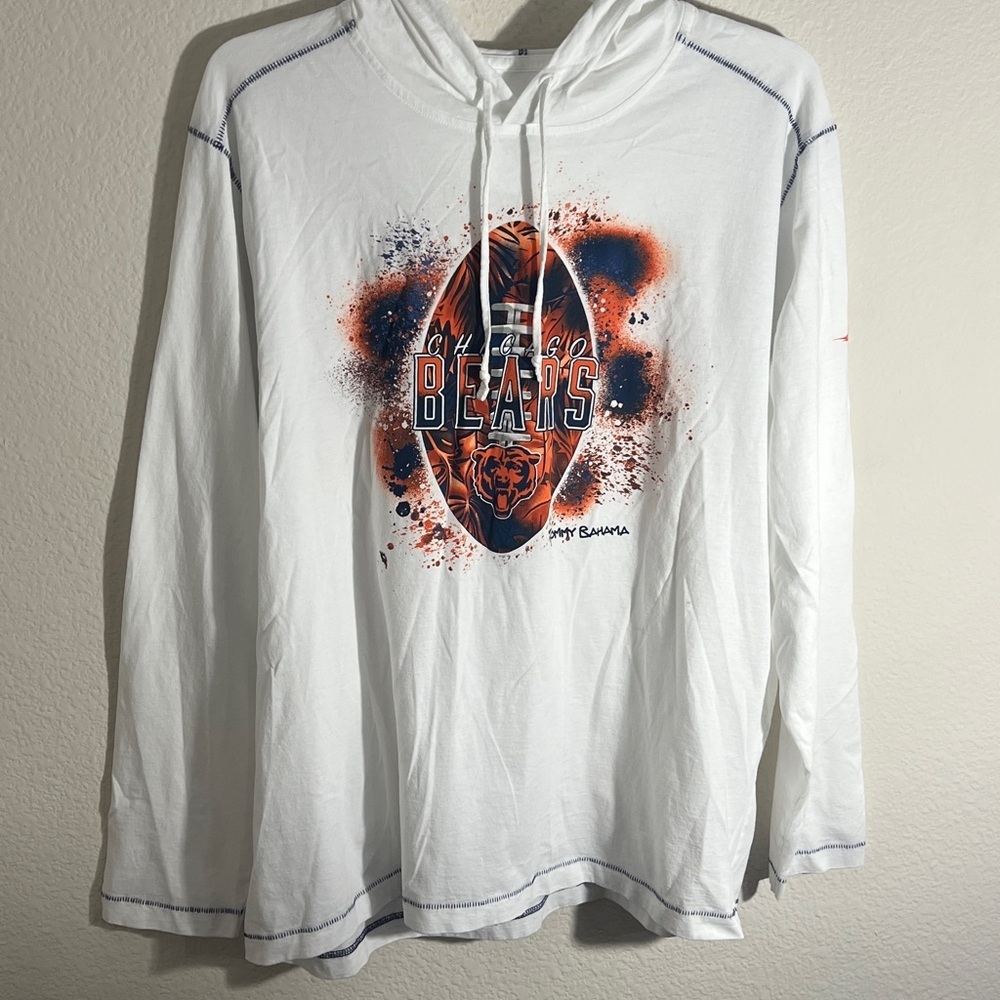 Chicago Bears men’s Tommy Bahama Graffiti Touchdown Pullover Hoodie Sz XXL White - Picture 4 of 7